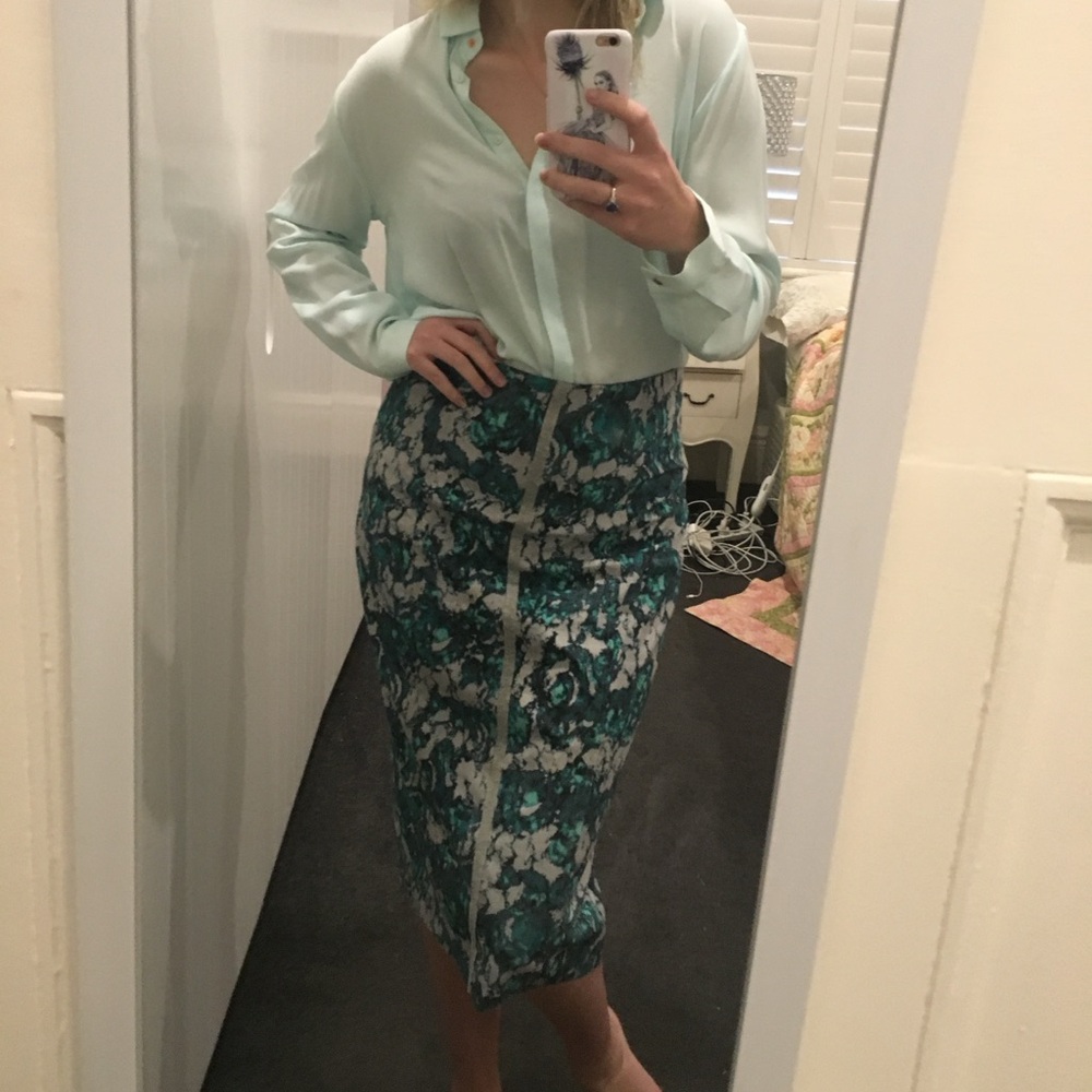 Ginger & Smart Green Pencil Midi Skirt